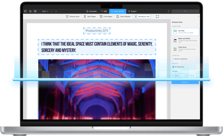 PDF Expert OCR text recognition for scanned documents